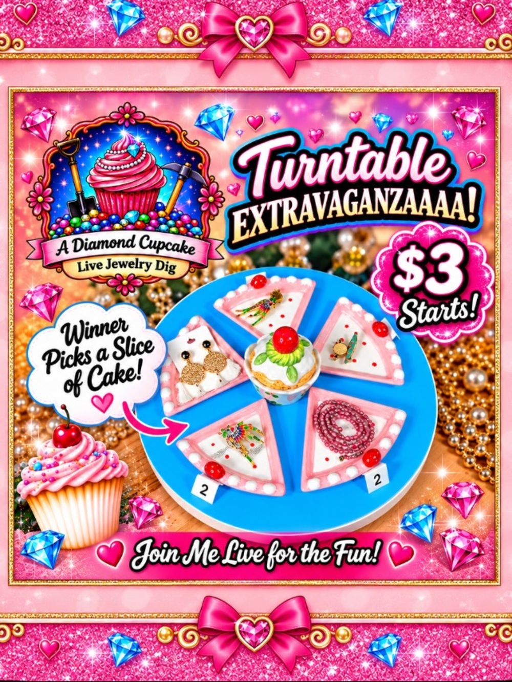 $3 Turntable Cake Slice Game - READ THIS LISTING FOR THE RULES 🧁